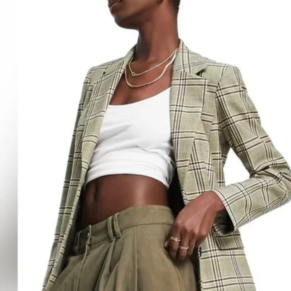 Top Shop Menswear Inspired Plaid Blazer US Size 8